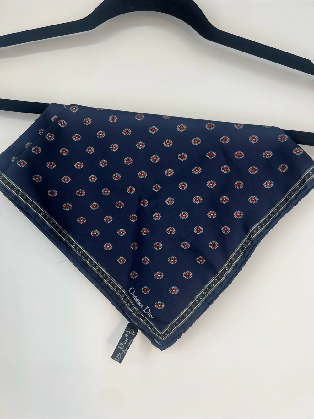 Christian Dior Silk Scarf Vintage Navy Italy